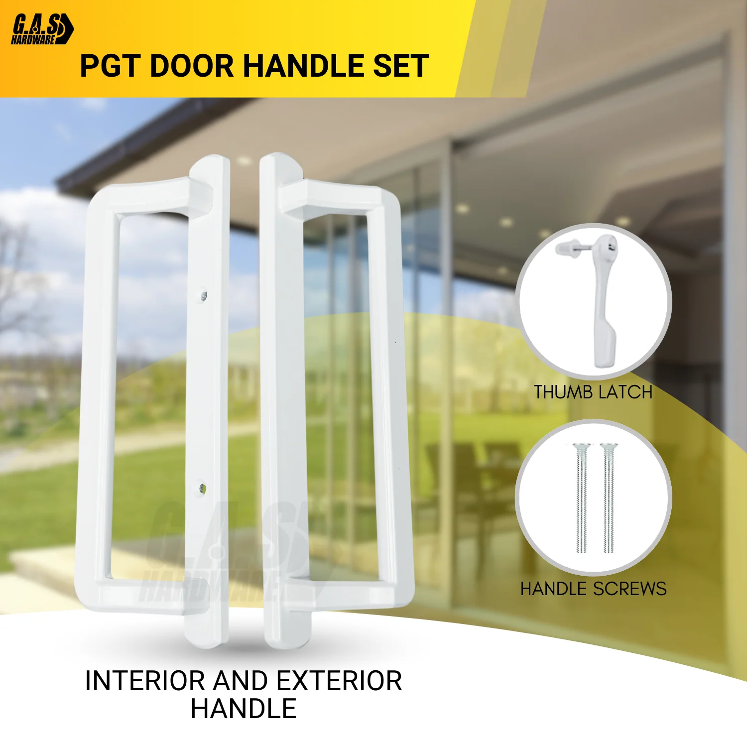 PGT 10" White Sliding Door Handle Set w/ 3-7/8" Hole Spacing (DH-530-W) - Image 3