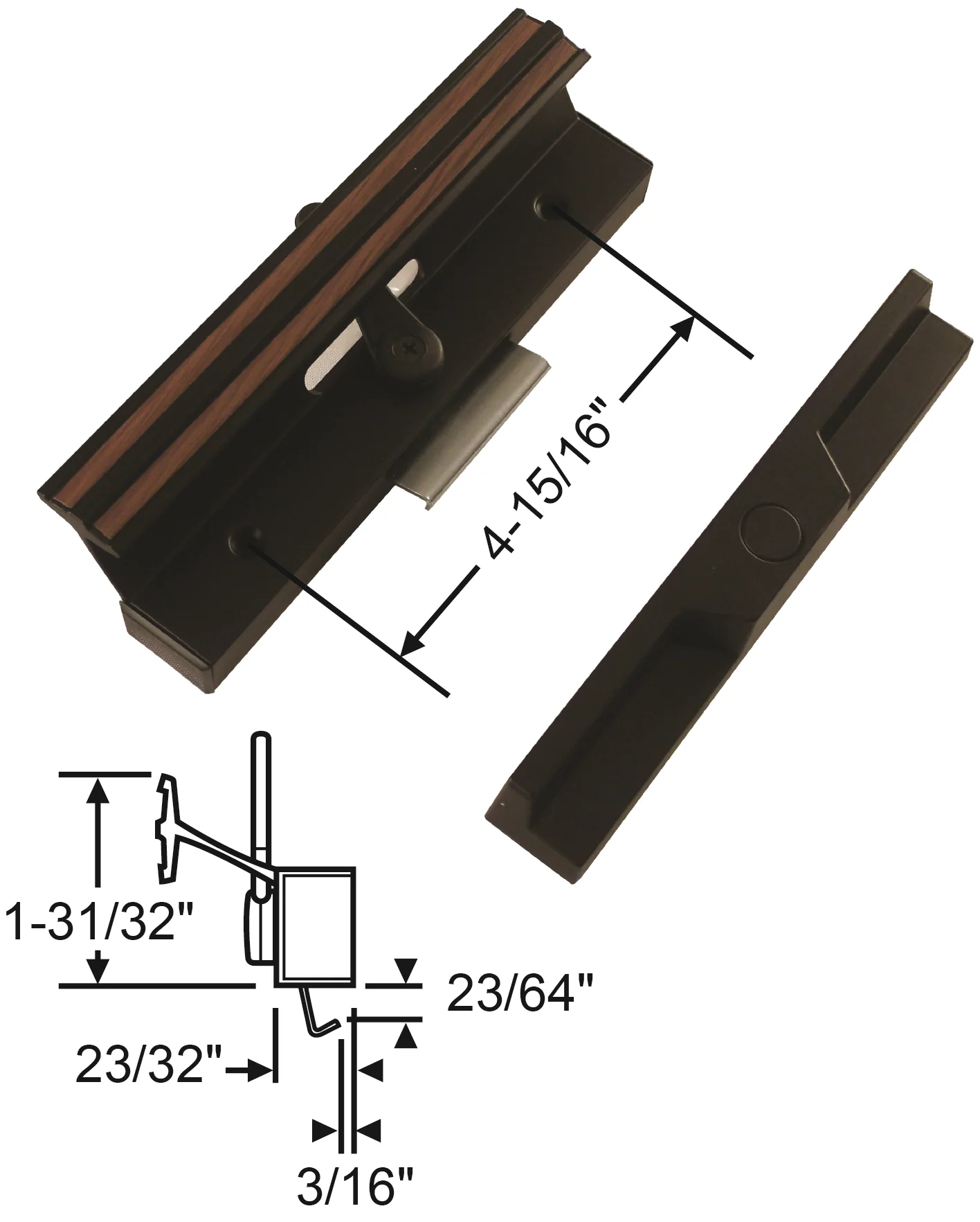 (DH-271) Rusco Hi-Lite Handle Set for Sliding Doors, 4-15/16" Hole Space - Image 4